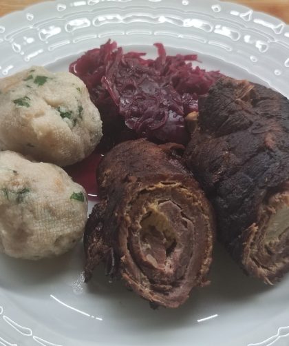 Chicken bacon instead of regular smoked bacon. Chicken Bacon anstatt normalem Räucherspeck.